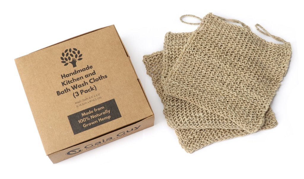 Natural Hemp Wash Cloths for Dishes (+Body Exfoliating) - Biodegradable  dishwashing cloths / scrubbers - Reusable Unsponges Handmade and Fairtrade