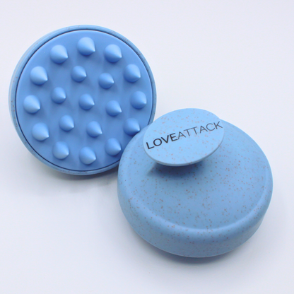 Wheat Straw + Silicone Scalp Massager Brush - Blue