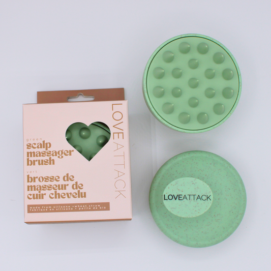 Wheat Straw + Silicone Scalp Massager Brush - Green