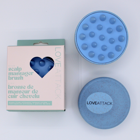 Wheat Straw + Silicone Scalp Massager Brush - Blue