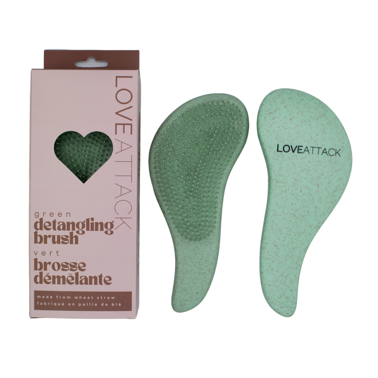 Eco-Friendly Green Wheat Straw Detangling Hair Brush | Tangle-Free & Gentle