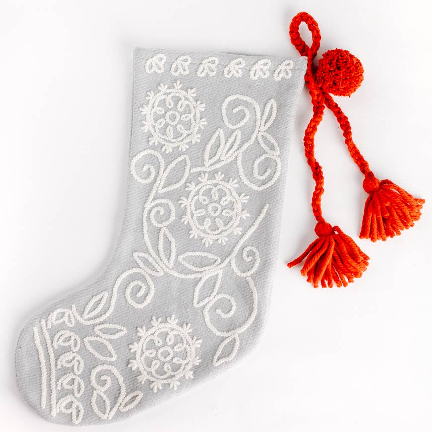EMBROIDERED WOOL CHRISTMAS STOCKING