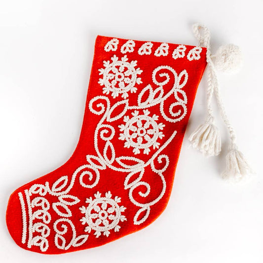 EMBROIDERED WOOL CHRISTMAS STOCKING